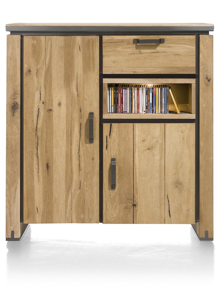 Farmland, Highboard 125 Cm - 2-Deuren + 1-Lade + 1-Niche (+ LED)